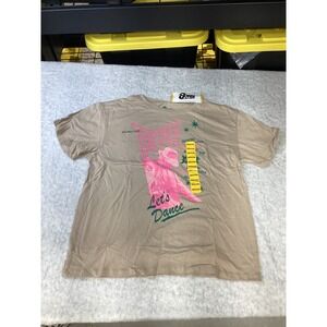David Bowie Lets Dance Graphic T-Shirt Tan Pink Green 100% Cotton Medium NEW
